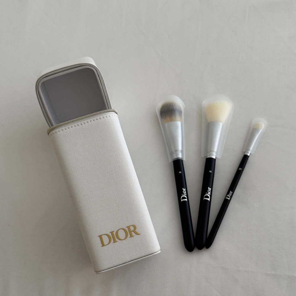 Dior White and Black Makeup Brush Trio with Case